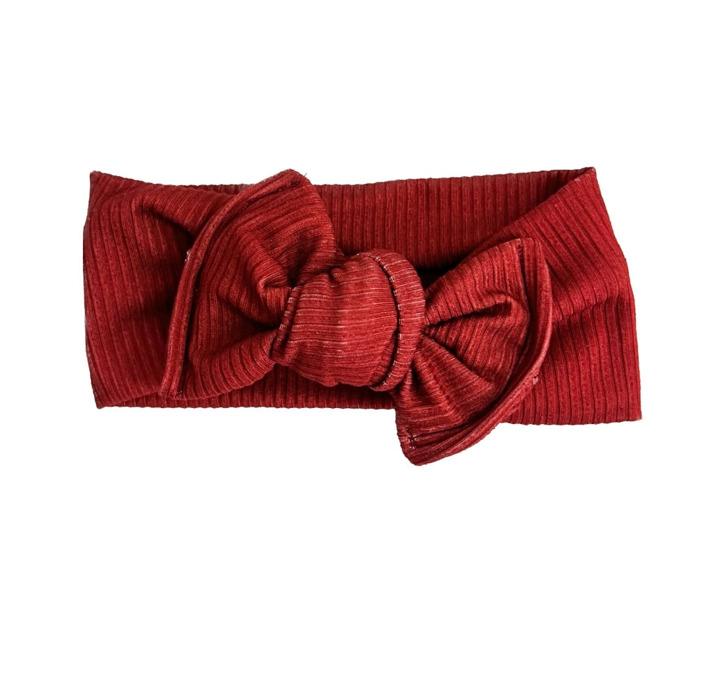 Red Ribbed Top Knot Bow