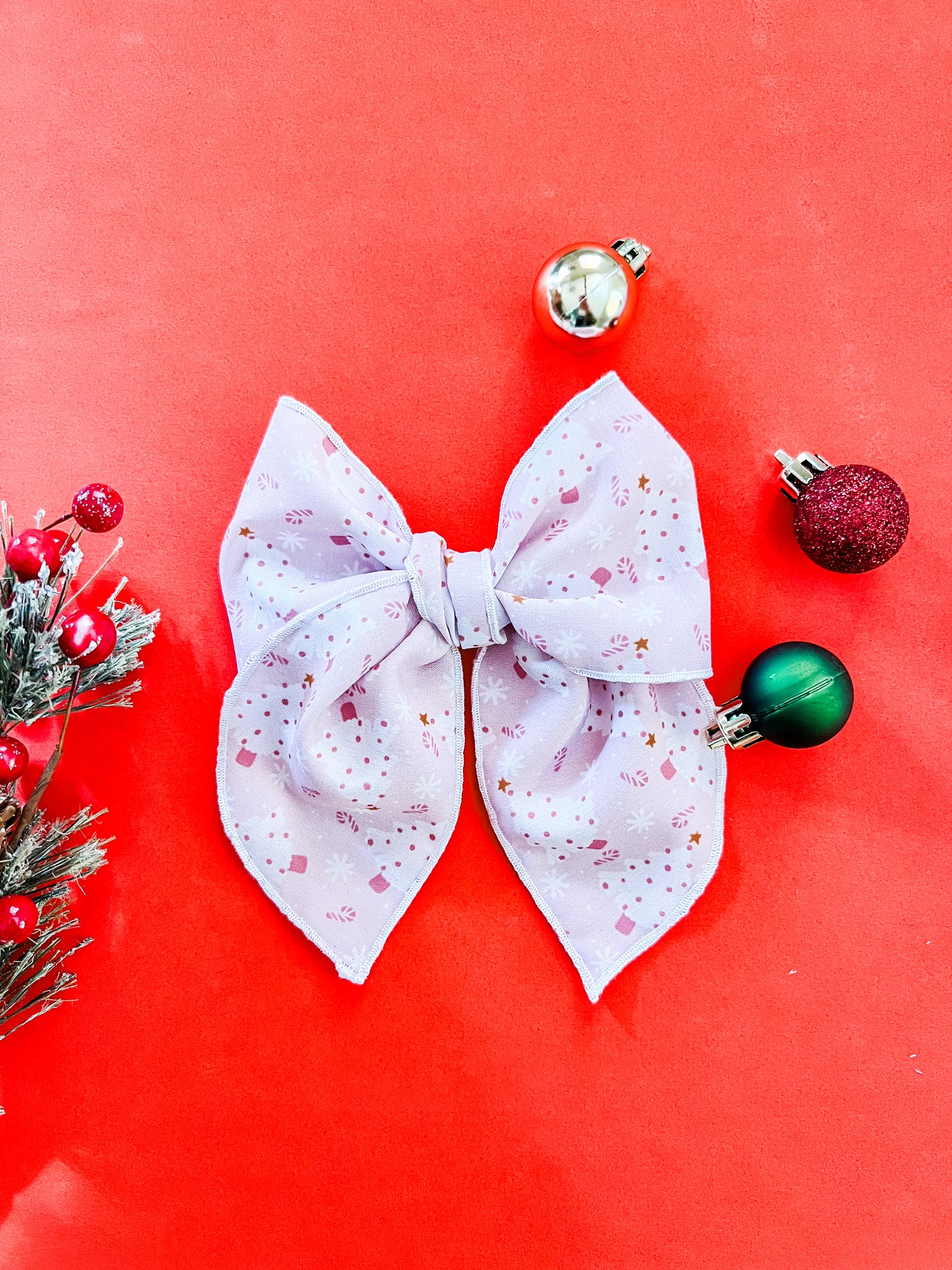 Pink Christmas Tree Hair Bow