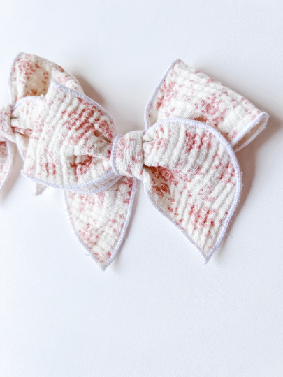 Pink floral fable bow