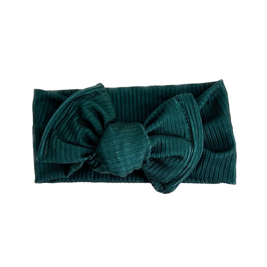 Green Ribbed Top Knot Bow