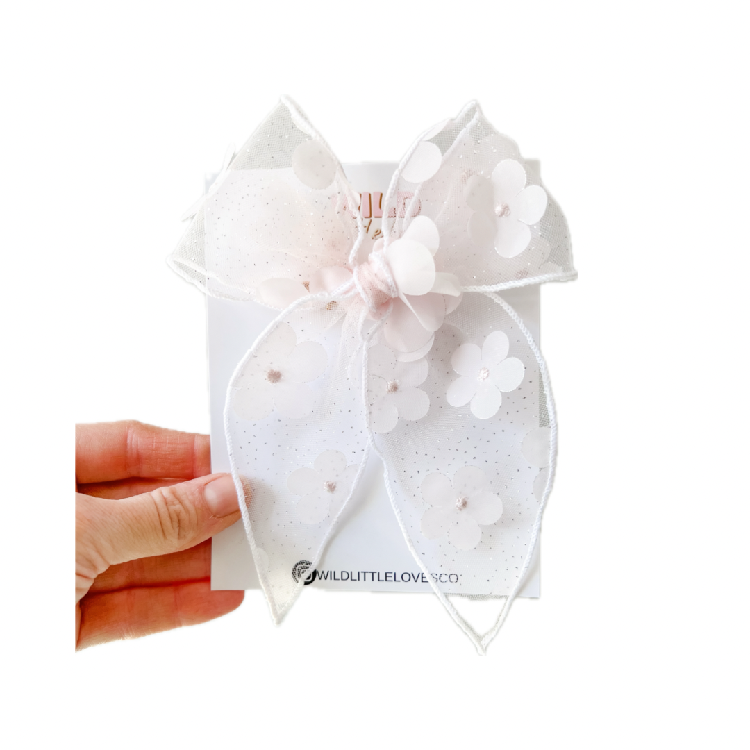 Blush Sparkle Floral Fable Bow