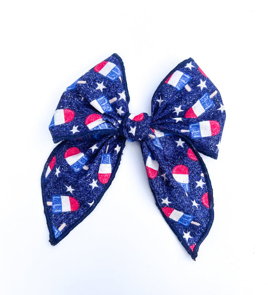 Red white and blue popsicle bow