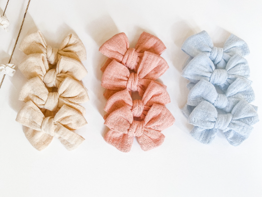 Muslin girls bow - double gauze hair bow