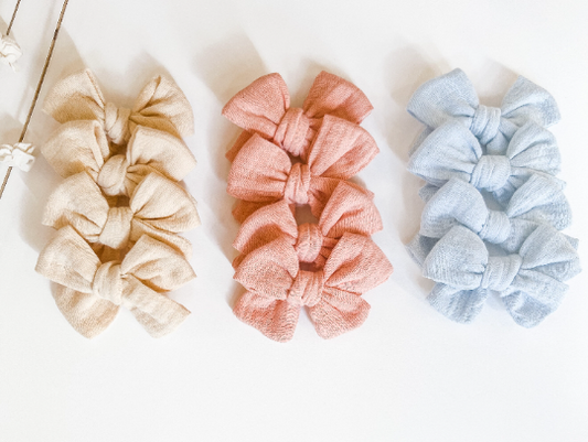 Muslin girls bow - double gauze hair bow