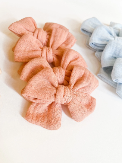 Muslin girls bow - double gauze hair bow