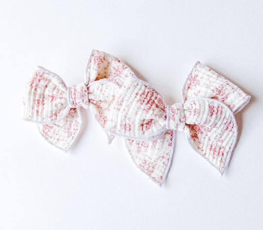 Pink floral fable bow